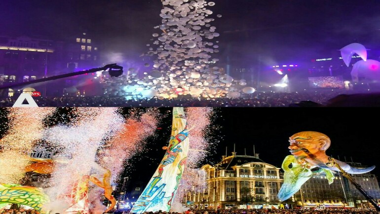 حضور أكثر من عشرون ألف زائر لعرض الأضواء الرائع في ساحة De Dam بأمستردام