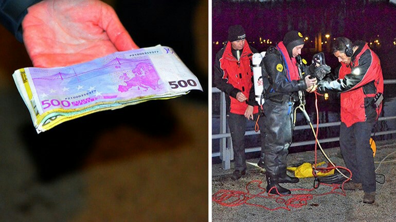 شخص يرمي ألاف اليورو في نهر بأمستردام ويلوذ بالفرار !!