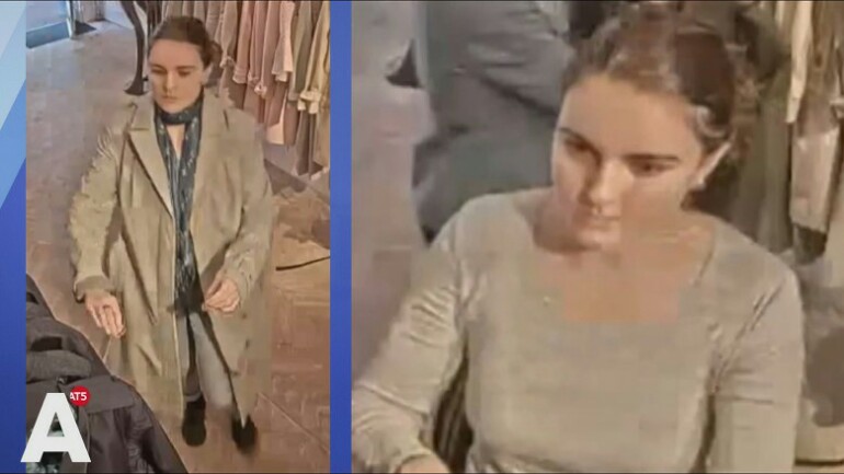 إمرأة تسرق معطف باهظ الثمن من متجر ملابس في Huidenstraat