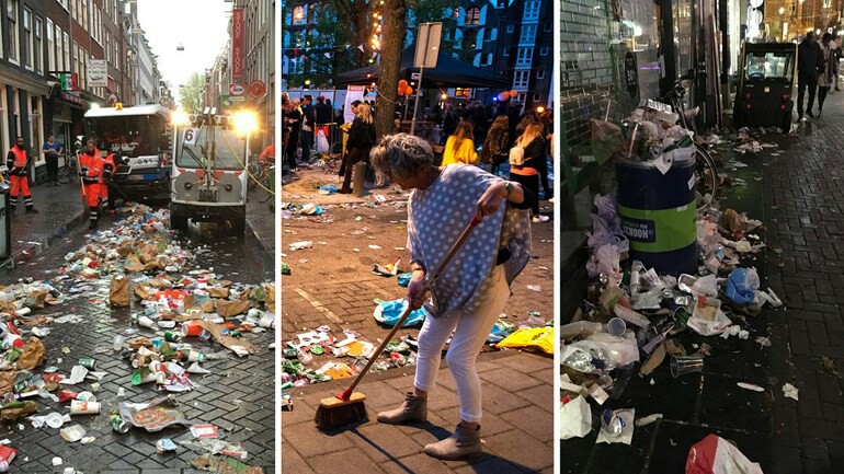 العمل منذ الصباح الباكر على تنظيف أكوام النفايات بعد عيد الملك