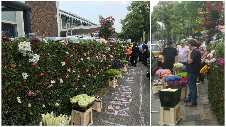 حائط من الورود حول مسجد لاليلي في روتردام - مجموعة شباب ينظمون فعالية مضادة لبيغيدا