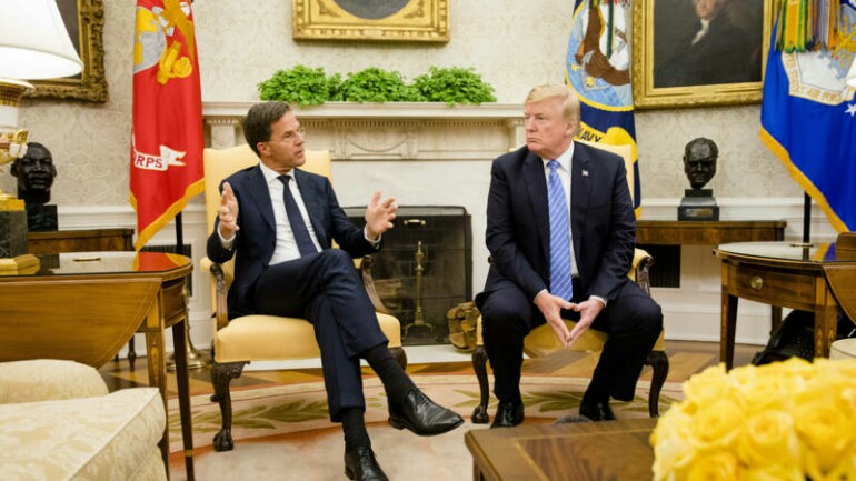 رئيس الوزراء الهولندي في البيت الأبيض - يأمل روتا من ترامب تخفيف تصعيد النزاع التجاري