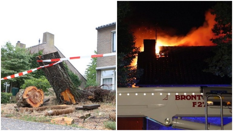 العاصفة تتسبب بأضرار بالغة ليلة البارحة - البرق يحرق منزل وسقوط الكثير من الأشجار