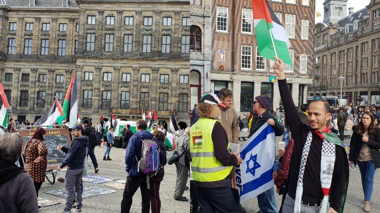 الجالية الفلسطينية في هولندا تنظم وقفة تضامنية في ساحة De Dam بأمستردام