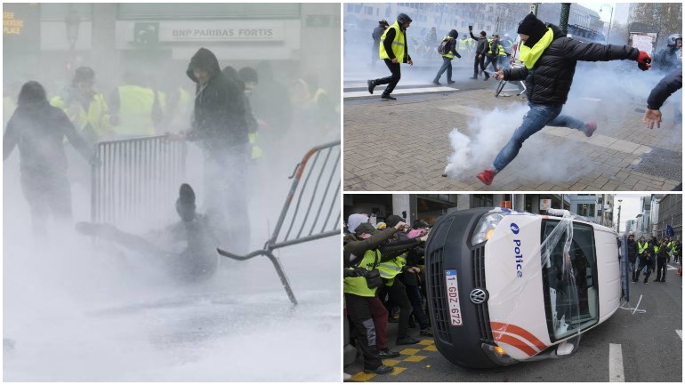مظاهرات أصحاب الستر الصفراء تخرج عن السيطرة في بلجيكا وتنقلب لأعمال شغب