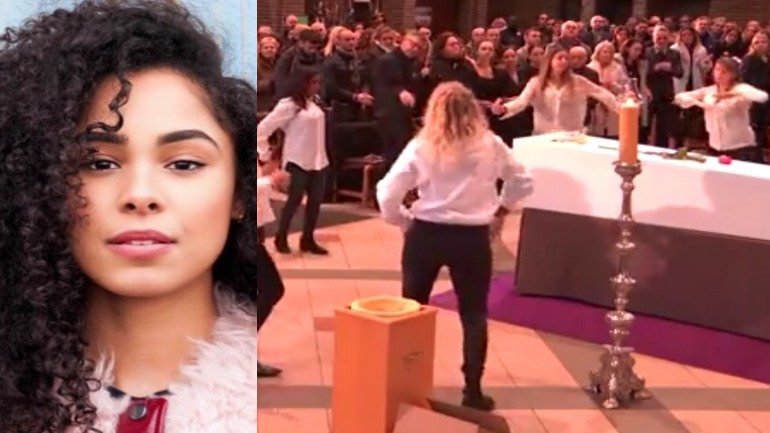 انتحار ممثلة بلجيكية تبلغ من العمر 26 عام والمقربين يرقصون حول التابوت في جنازتها