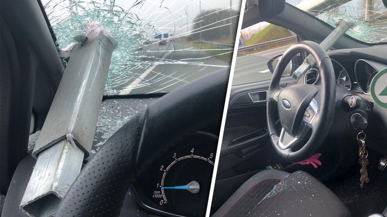نجاة سيدتان من حادث خطير على الطريق السريع بأوتريخت - اخترق قضيب حديد الزجاج الأمامي لسيارتهن