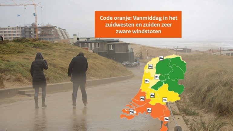 الكود التحذيري البرتقالي لجنوب هولندا والأصفر للشمال بسبب الرياح الشديدة