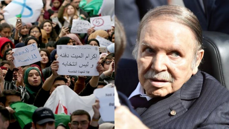 إعلان الرئيس الجزائري عبد العزيز بوتفليقة إنسحابه من الترشح لفترة رئاسية خامسة