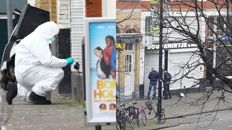 الشرطة تحقق في احتمال وجود متفجرات أمام باب متجر في شارع Schiedamseweg في روتردام 