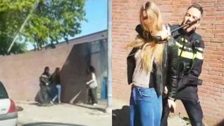 فيديو لشرطي يلقي القبض على فتاة 17 عام بشكل عنيف يثير ضجة في هولندا