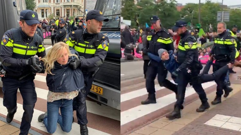 شرطة أمستردام تعتقل عشرات المتظاهرين السلميين من أجل المناخ