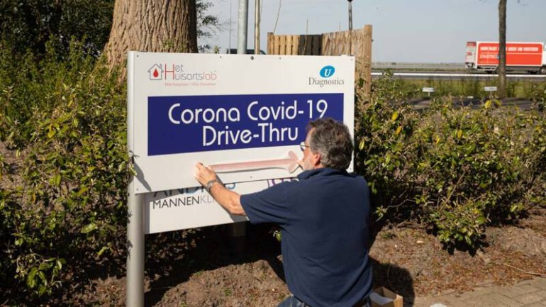 بدءاً من الغد سيتم اجراء ألاف الإختبارات للإصابة بفيروس كورونا لسائقي السيارات في بارن قرب أوتريخت